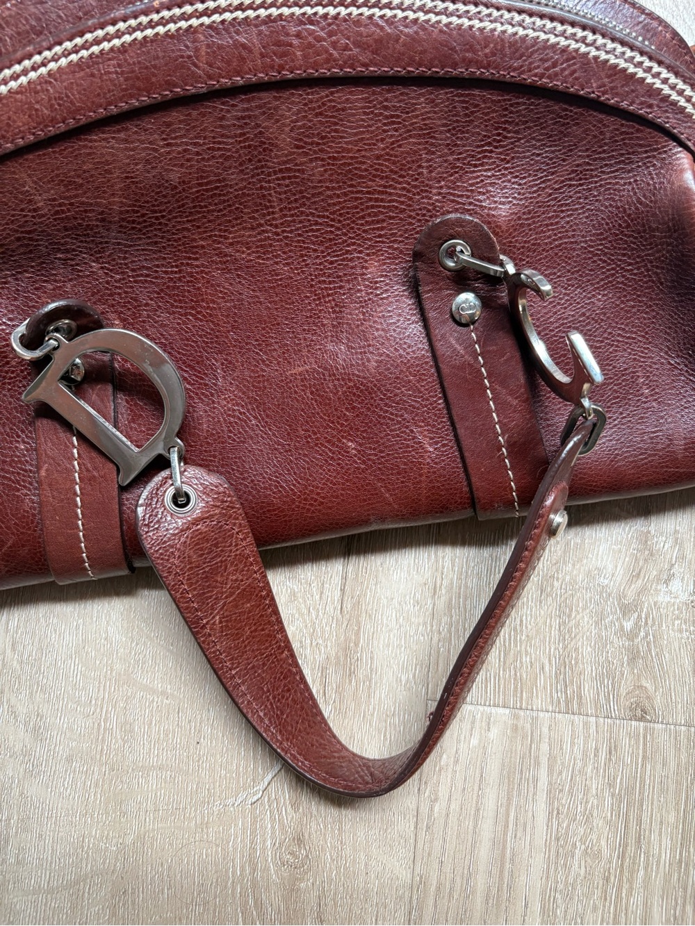Leather Dior Vintage Handbag Stitch Floral Design - Picture 4 of 8